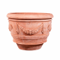 Preview: Terracotta-Topf Conca aus Impruneta – klassische Eleganz mit Girlanden und Rosetten